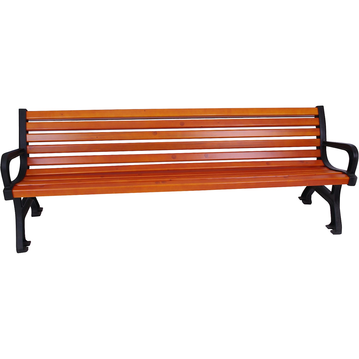 Outdoor bench, to bolt in place, width 1700 mm, pine wood varnish colour, weight 48 kg.