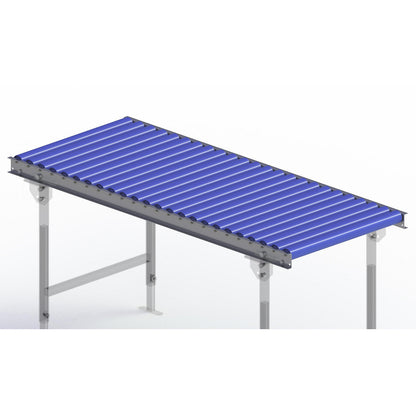 Light duty roller conveyor, steel frame with plastic rollers, track width 600 mm, axle spacing 62.5 mm, length 1.5 m.