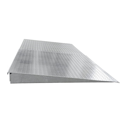 Loading ramp for steel low profile sump tray, zinc plated, depth 1150 mm, max. wheel load 500 kg, width 2450 mm.