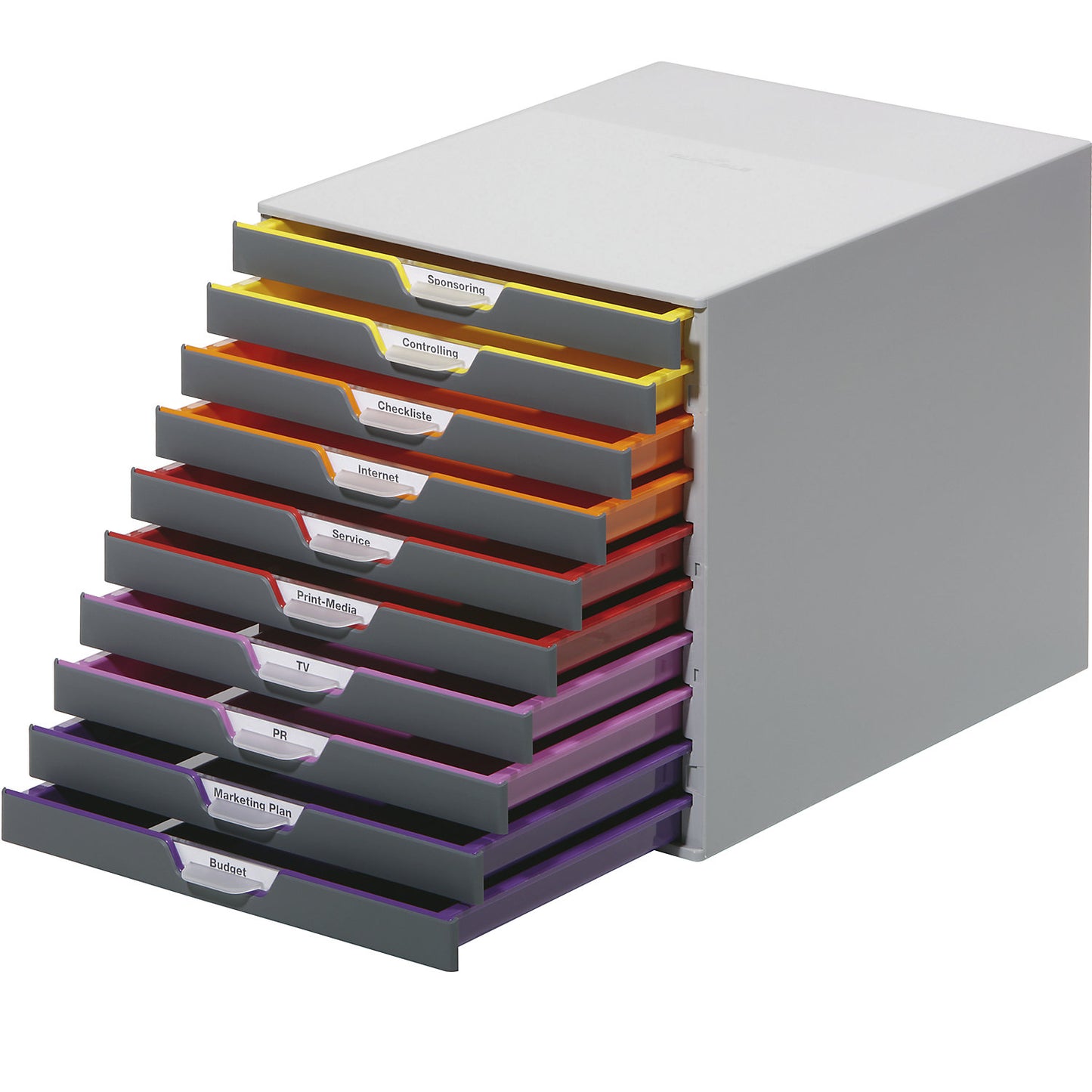 VARICOLOR® drawer box, HxWxD 292 x 280 x 356 mm, 10 drawers, grey.