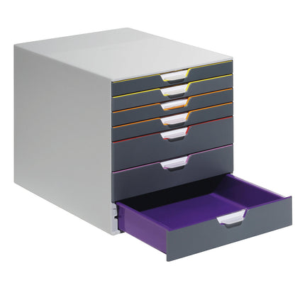 VARICOLOR® drawer box, HxWxD 292 x 280 x 356 mm, 7 drawers, grey.