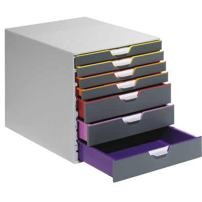 VARICOLOR® drawer box, HxWxD 292 x 280 x 356 mm, 7 drawers, grey.