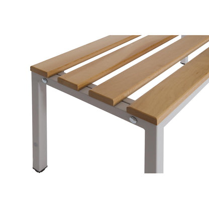 Changing room bench, single sided, beech wood slats, length 1000 mm.