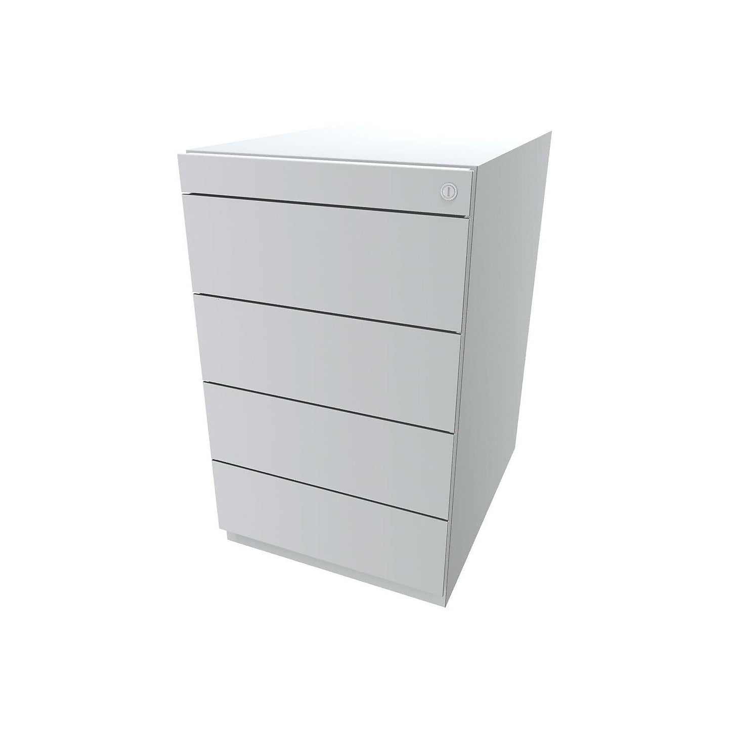 Note™ fixed pedestal, with 4 universal drawers, depth 565 mm, traffic white.