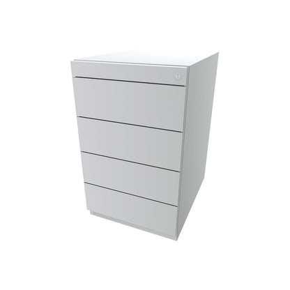 Note™ fixed pedestal, with 4 universal drawers, depth 565 mm, traffic white.