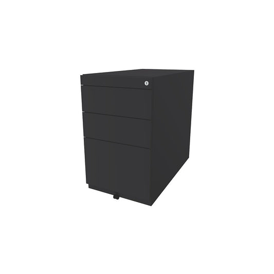 Note™ fixed pedestal, with 2 universal drawers, 1 suspension file drawer, without top, depth 775 mm, charcoal.