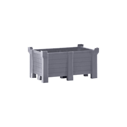 Polyethylene transport and stacking container, max. stacking load 2500 kg, LxW 1200 x 800 mm, grey.