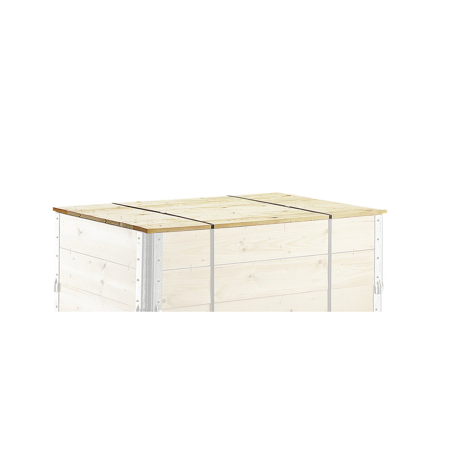 Lid for wooden pallet collar, with two support beams, for frame size LxW 1200 x 800 mm.