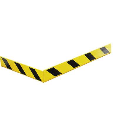 Impact protection guide kerb, steel, yellow / black, length 800 mm.