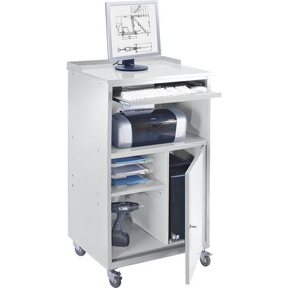 PC desk, mobile, HxWxD 1170 x 690 x 590 mm, light grey RAL 7035.