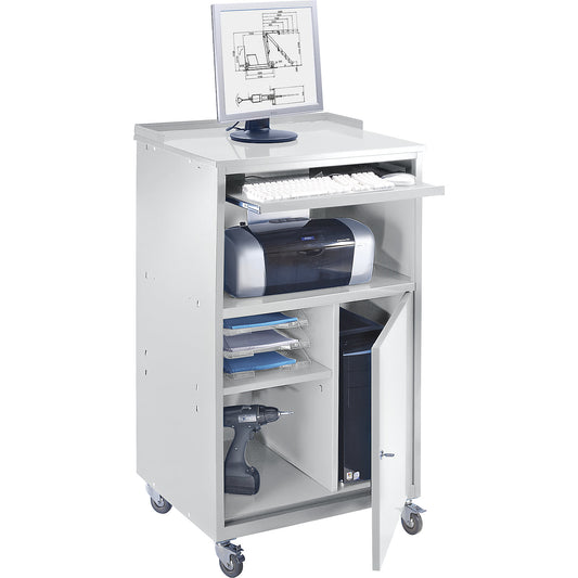 PC desk, mobile, HxWxD 1170 x 690 x 590 mm, light grey RAL 7035.