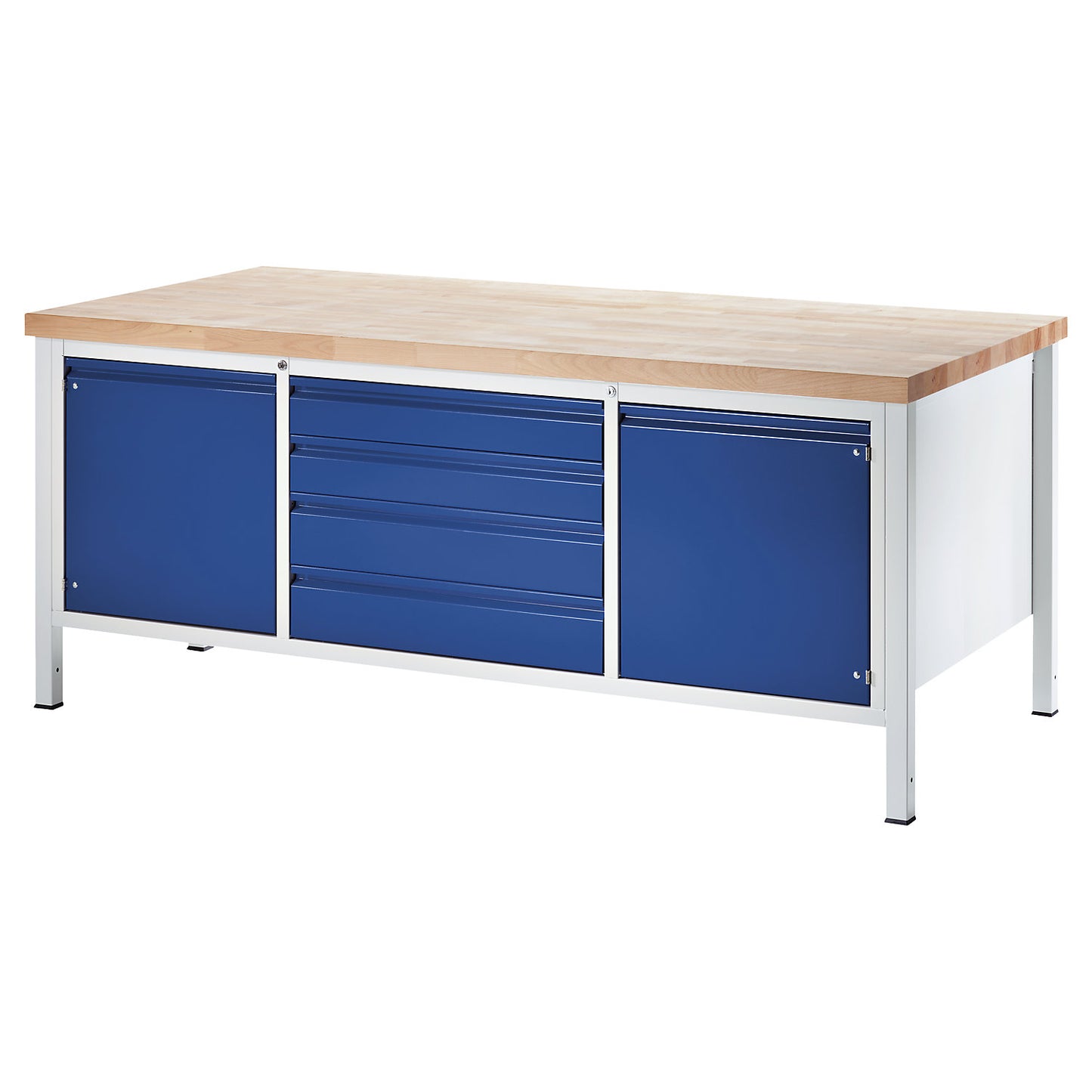 Workbench, frame construction, 4 XL size drawers, 2 doors, depth 900 mm, width 2000 mm.