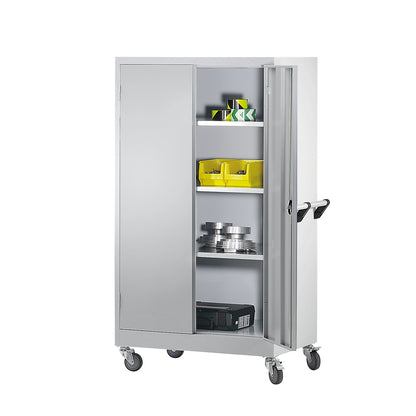 Mobile cupboard, HxWxD 1680 x 920 x 610 mm, light grey RAL 7035.