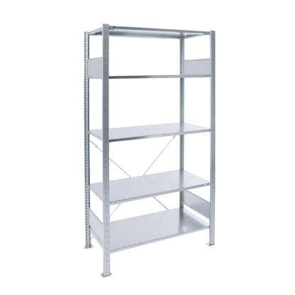 Boltless shelving unit, single row, shelf WxD 1000 x 600 mm, zinc plated, height 2000 mm, extension shelf unit.