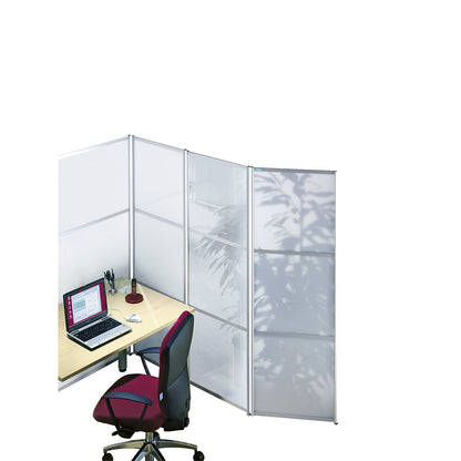 Display panel and screening system, HxWxD 1800 x 1000 x 18 mm, single pane safety glass, white matt.
