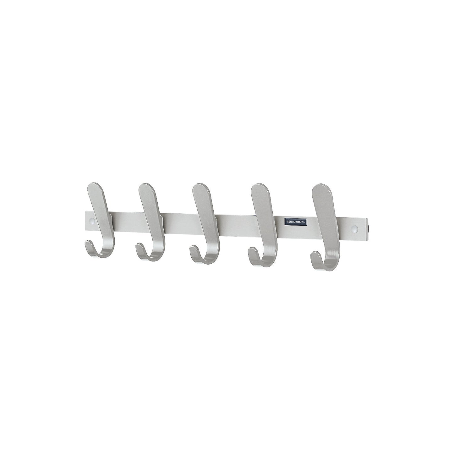 Coat rail, 5 coat hooks, HxWxD 130 x 600 x 60 mm, pack of 2, hook colour silver.