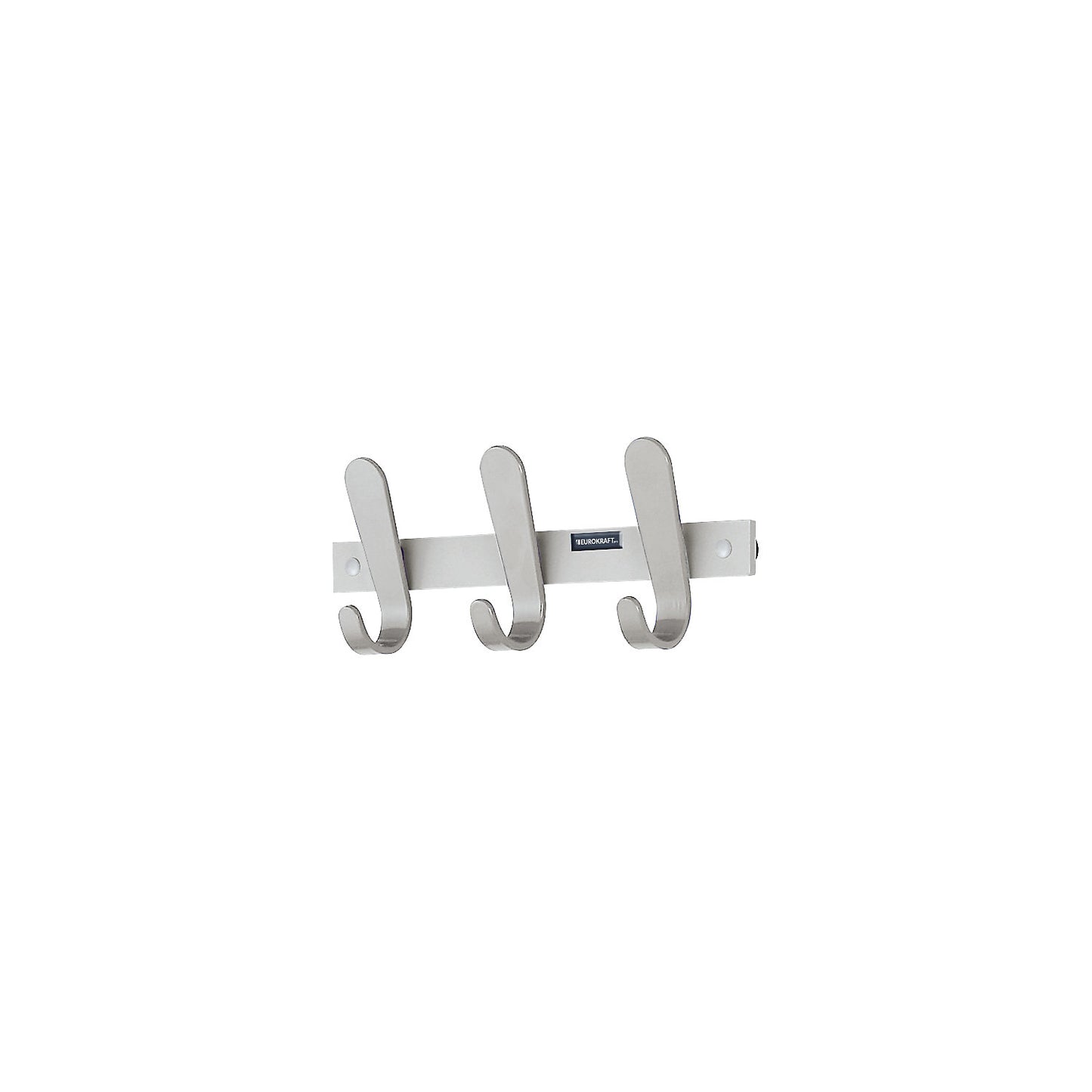 Coat rail, 3 coat hooks, HxWxD 130 x 360 x 60 mm, pack of 2, hook colour silver.