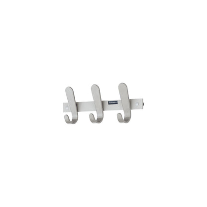 Coat rail, 3 coat hooks, HxWxD 130 x 360 x 60 mm, pack of 2, hook colour silver.