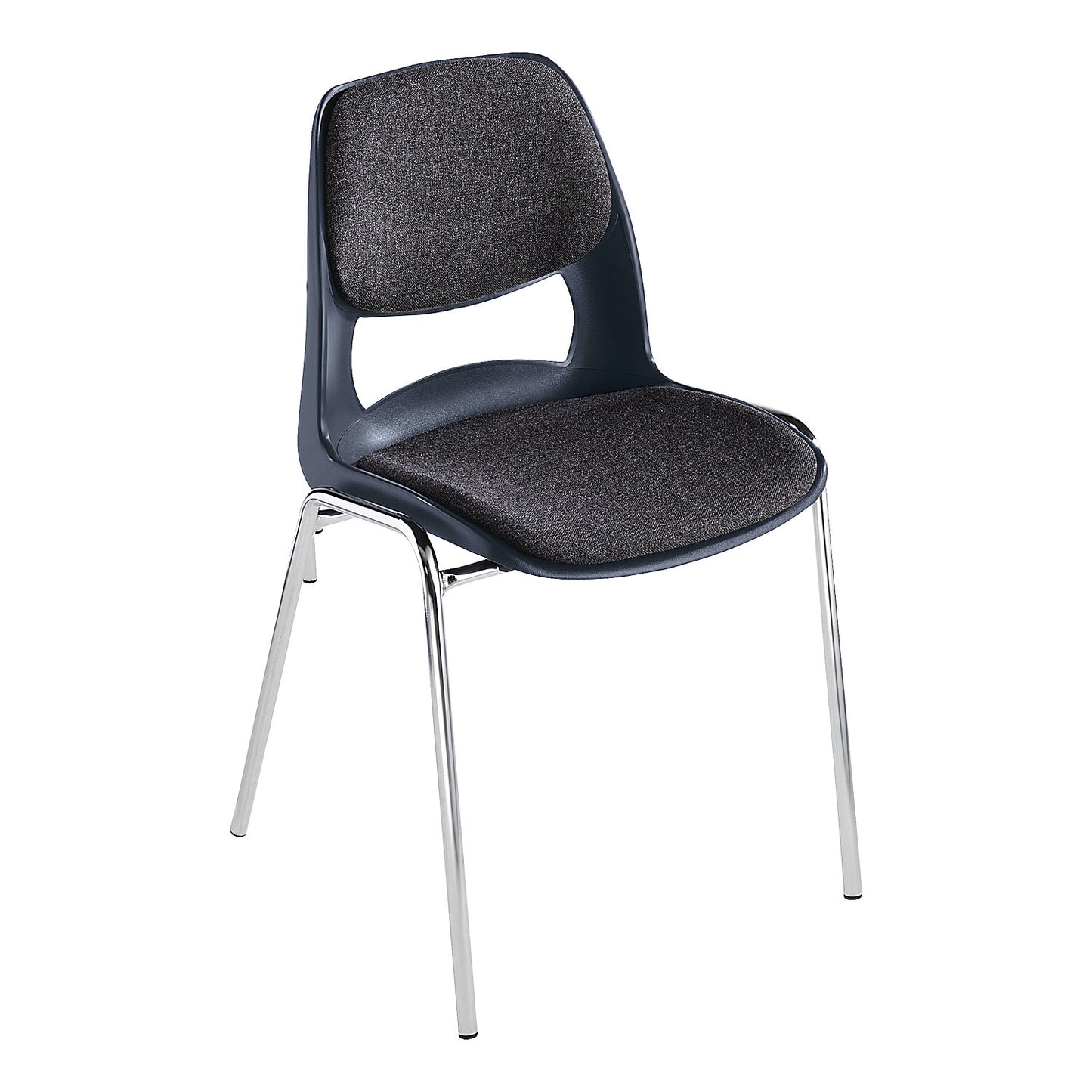 Stacking chair made of polypropylene, with grey upholstery, charcoal, pack of 4.