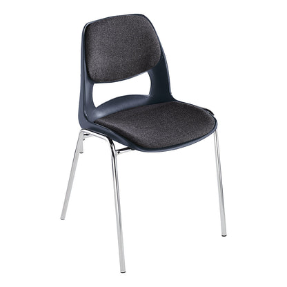 Stacking chair made of polypropylene, with grey upholstery, charcoal, pack of 4.