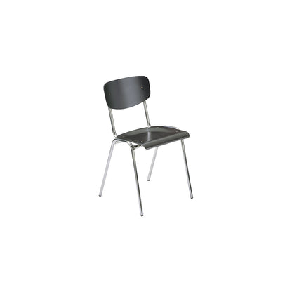 CLASSIC stacking chair, chrome plated frame, pack of 4, wood in charcoal.