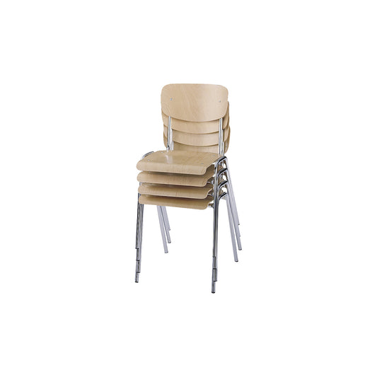 CLASSIC stacking chair, powder coated frame, pack of 4, natural beech wood.