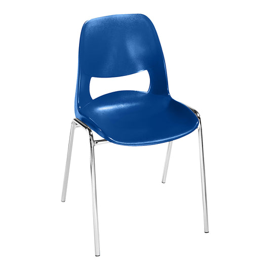 Stacking chair made of polypropylene, without upholstery, blue, pack of 4.