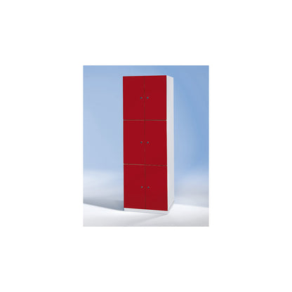 Frankfurt 3-fold compartment locker, 2 compartments, W 600 mm, light grey.