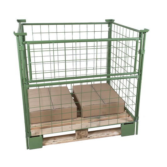 Mesh stacking frames, for attaching, long side with half drop-gate, for pallets 1200 x 800, H 1600 mm.