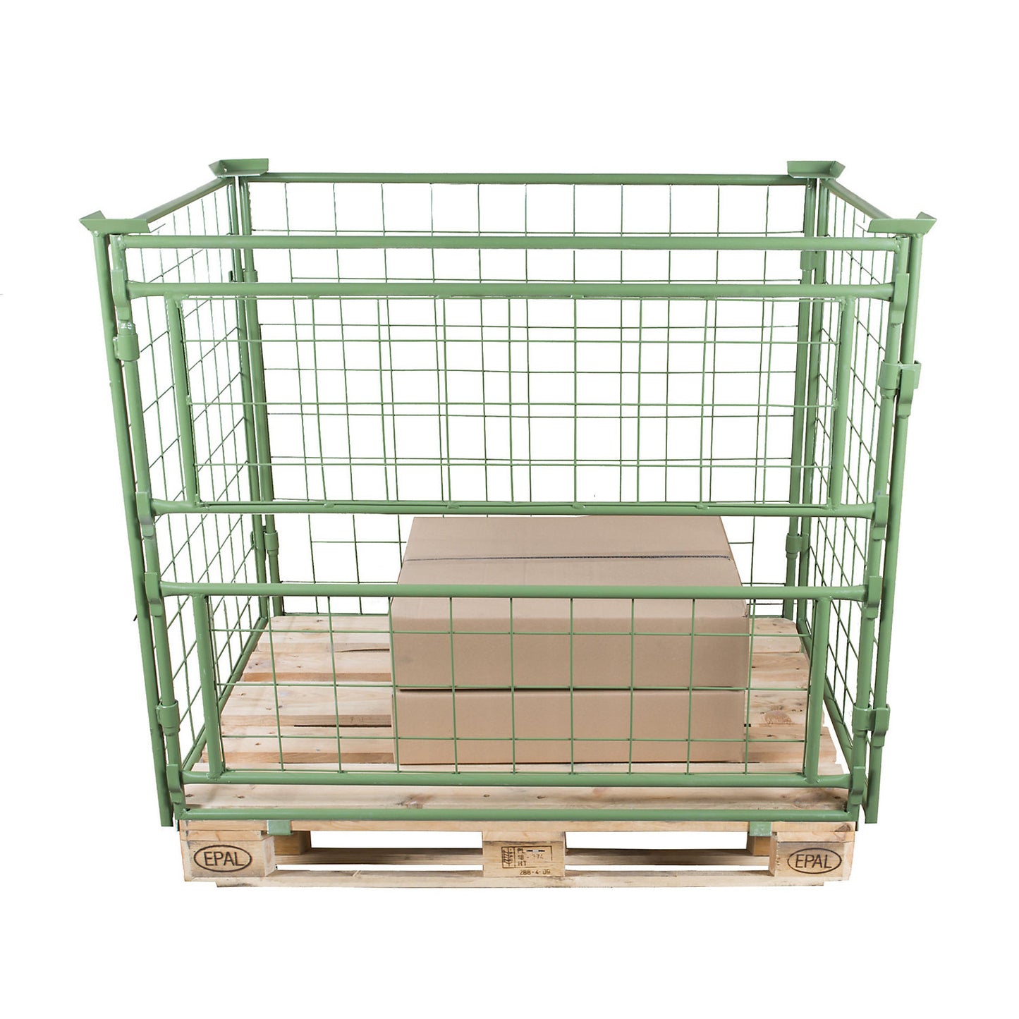 Mesh stacking frames, for stacking, long side can be removed in 2 parts, for pallets 1200 x 1000, H 1200 mm.