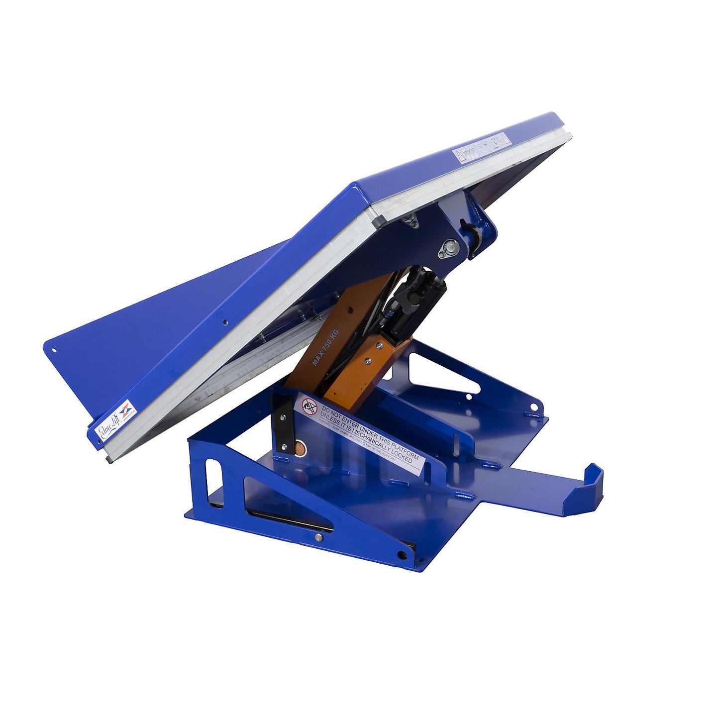 Lifting/tilting platform, G platform, tilts to long side, width 1300 mm, for roller forklift.