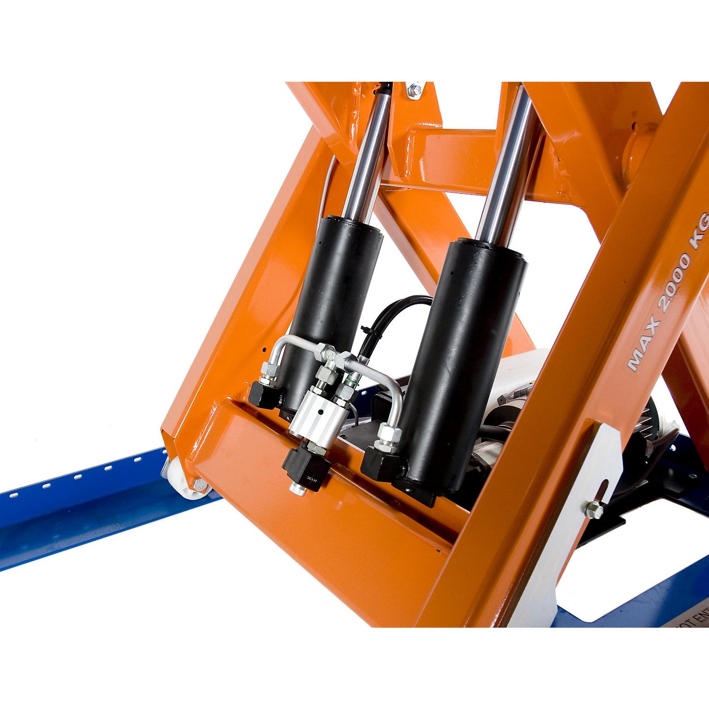 Compact lift table, max. load 1000 kg, platform LxW 2000 x 800 mm, effective lifting range 200 - 1500 mm.