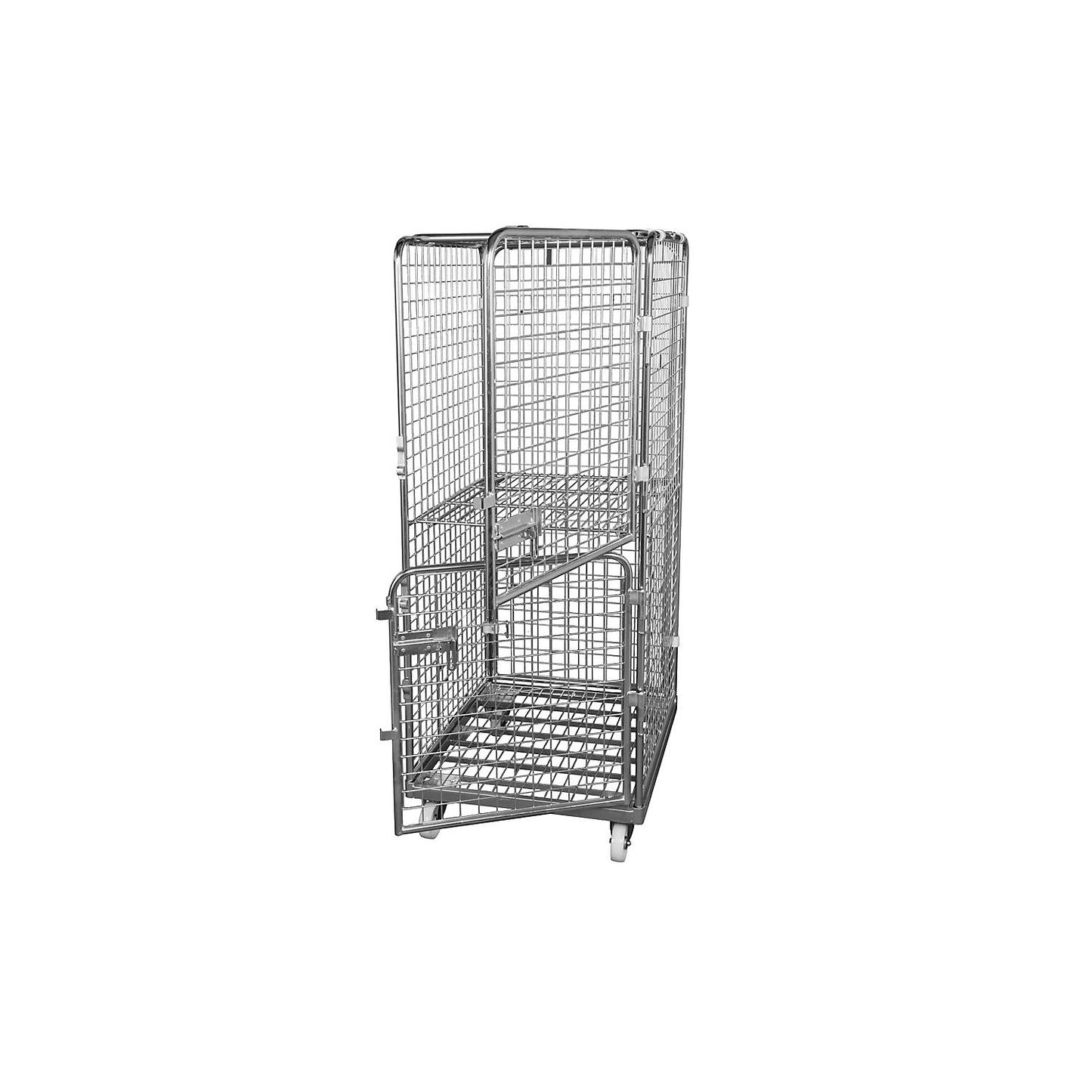 Security steel container with steel dolly, with intermediate shelf, with 2 doors.