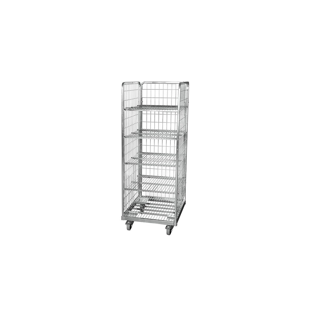 Steel roll container, LxW 600 x 600 mm, 3-sided, with rear panel.