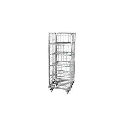 Steel roll container, LxW 600 x 600 mm, 3-sided, with rear panel.