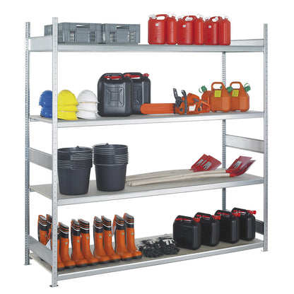 Wide span shelving unit, plug-in, HxWxD 2000 x 2500 x 800 mm, steel shelves, extension shelf unit.