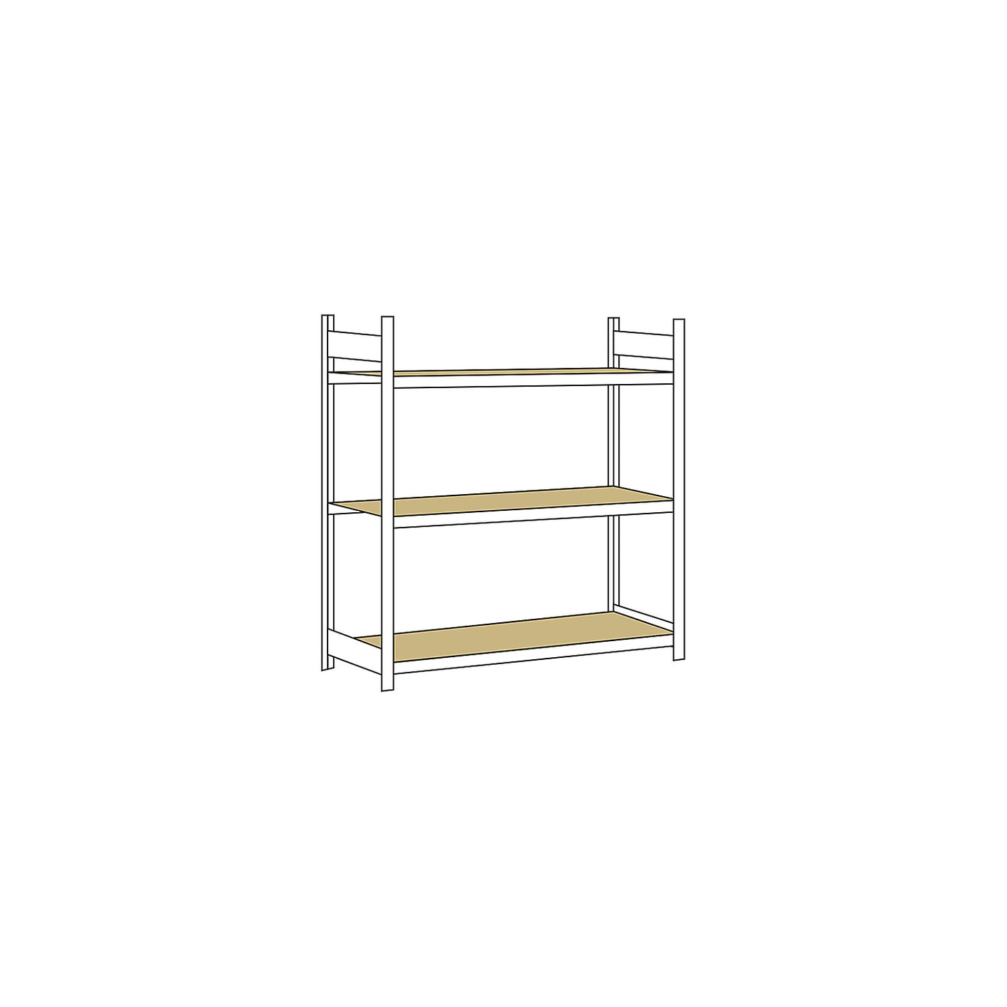 Wide span shelving unit, plug-in, HxWxD 2000 x 1500 x 800 mm, chipboard panels, standard shelf unit.
