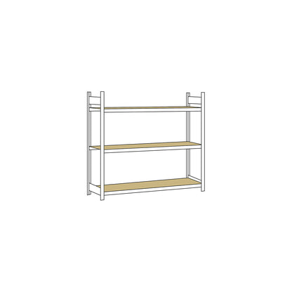 Wide span shelving unit, plug-in, HxWxD 2000 x 2500 x 600 mm, chipboard panels, standard shelf unit.
