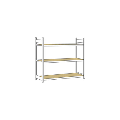Wide span shelving unit, plug-in, HxWxD 2000 x 2500 x 800 mm, chipboard panels, standard shelf unit.
