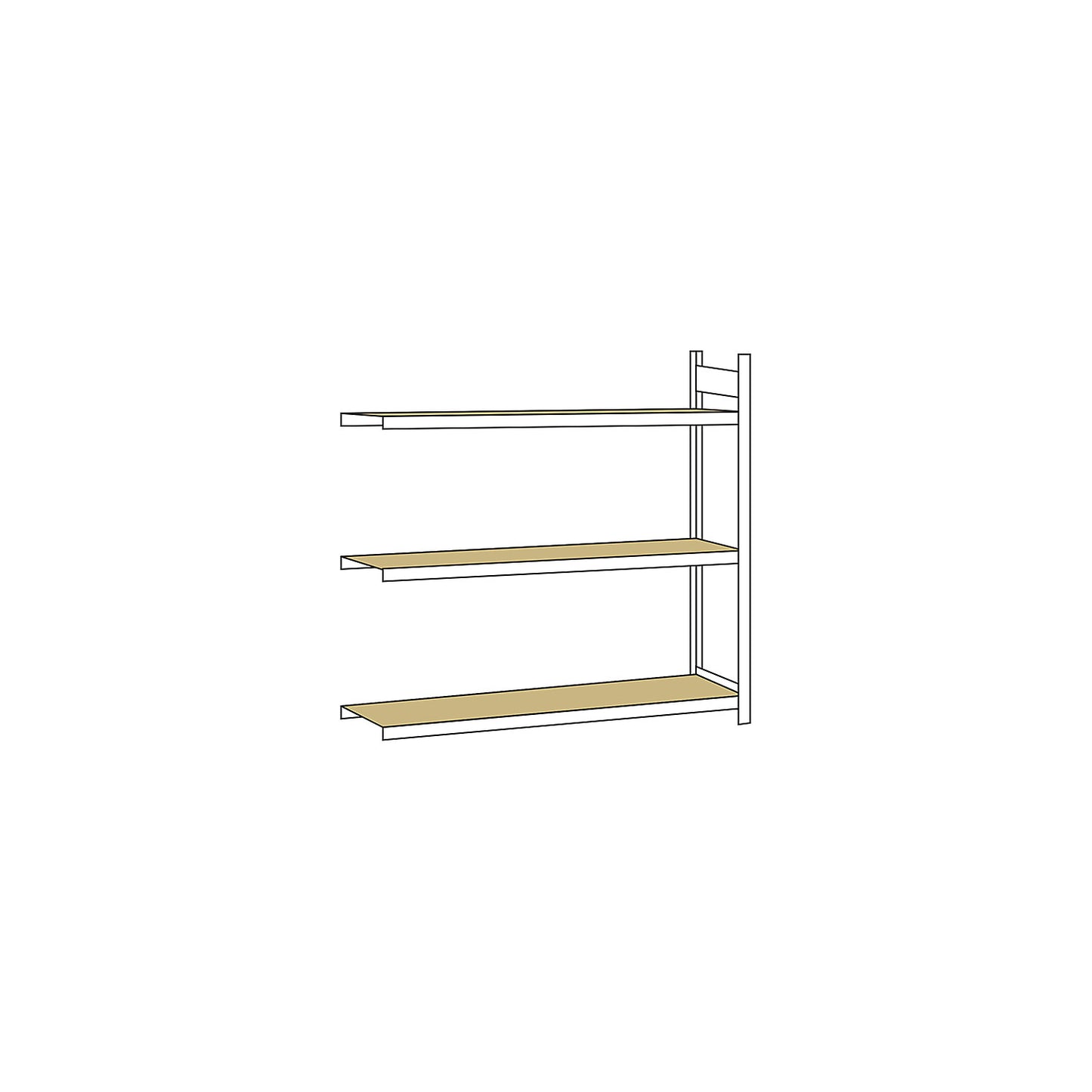 Wide span shelving unit, plug-in, HxWxD 2000 x 2250 x 500 mm, chipboard, extension shelf unit.