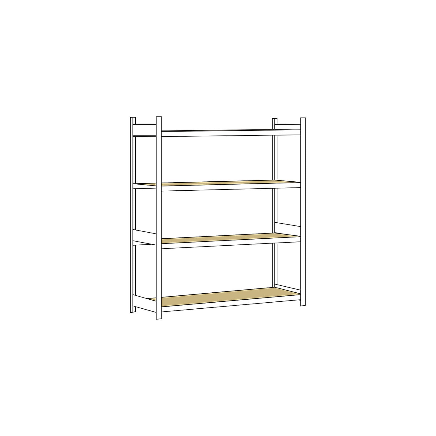 Wide span shelving unit, plug-in, HxWxD 2500 x 2250 x 800 mm, chipboard panels, standard shelf unit.