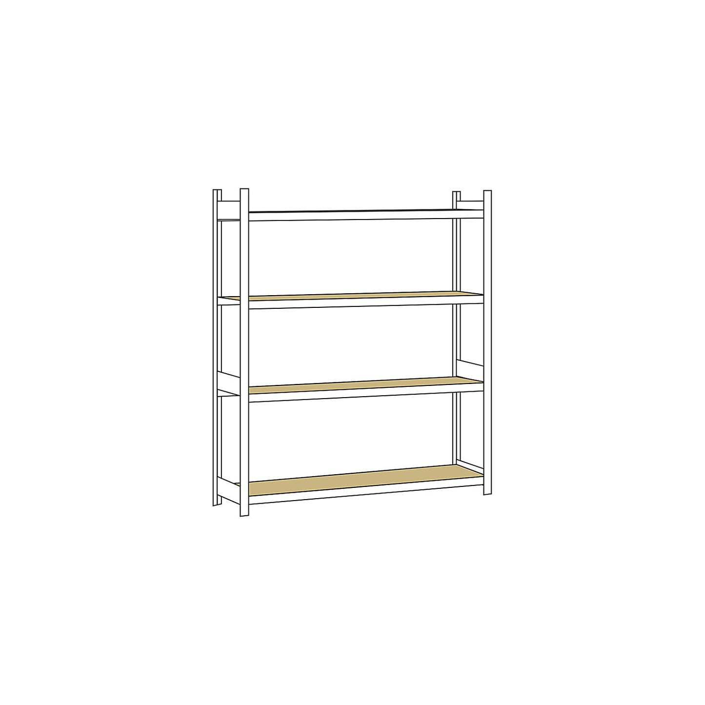 Wide span shelving unit, plug-in, HxWxD 2500 x 2500 x 500 mm, chipboard panels, standard shelf unit.