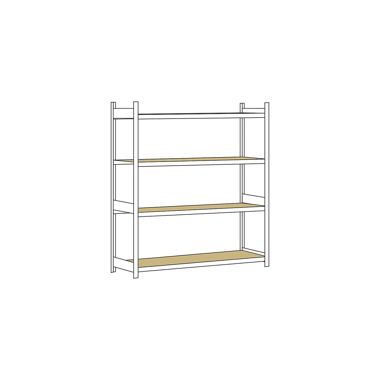 Wide span shelving unit, plug-in, HxWxD 2500 x 2500 x 800 mm, chipboard panels, standard shelf unit.