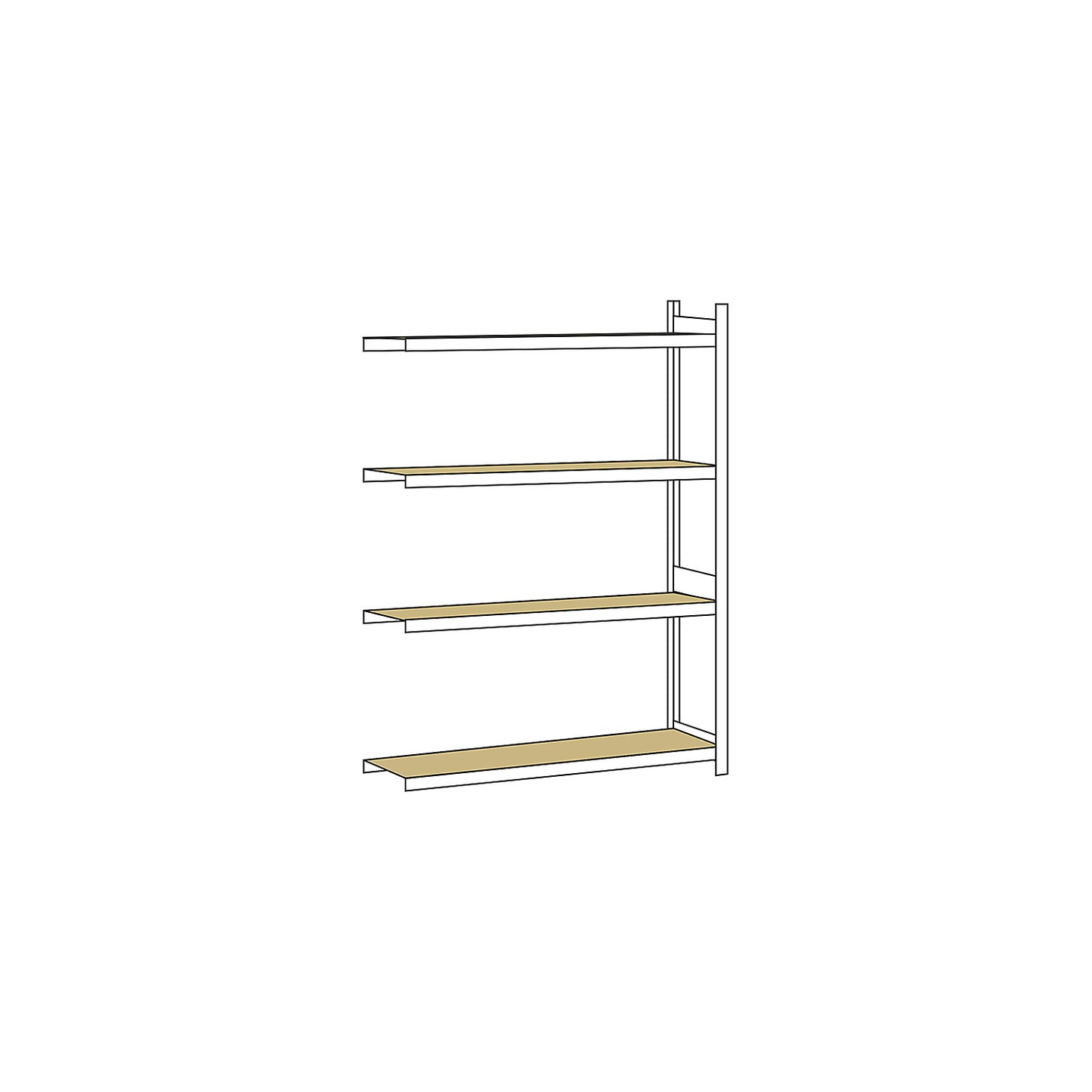 Wide span shelving unit, plug-in, HxWxD 2500 x 1500 x 500 mm, chipboard panels, extension shelf unit.