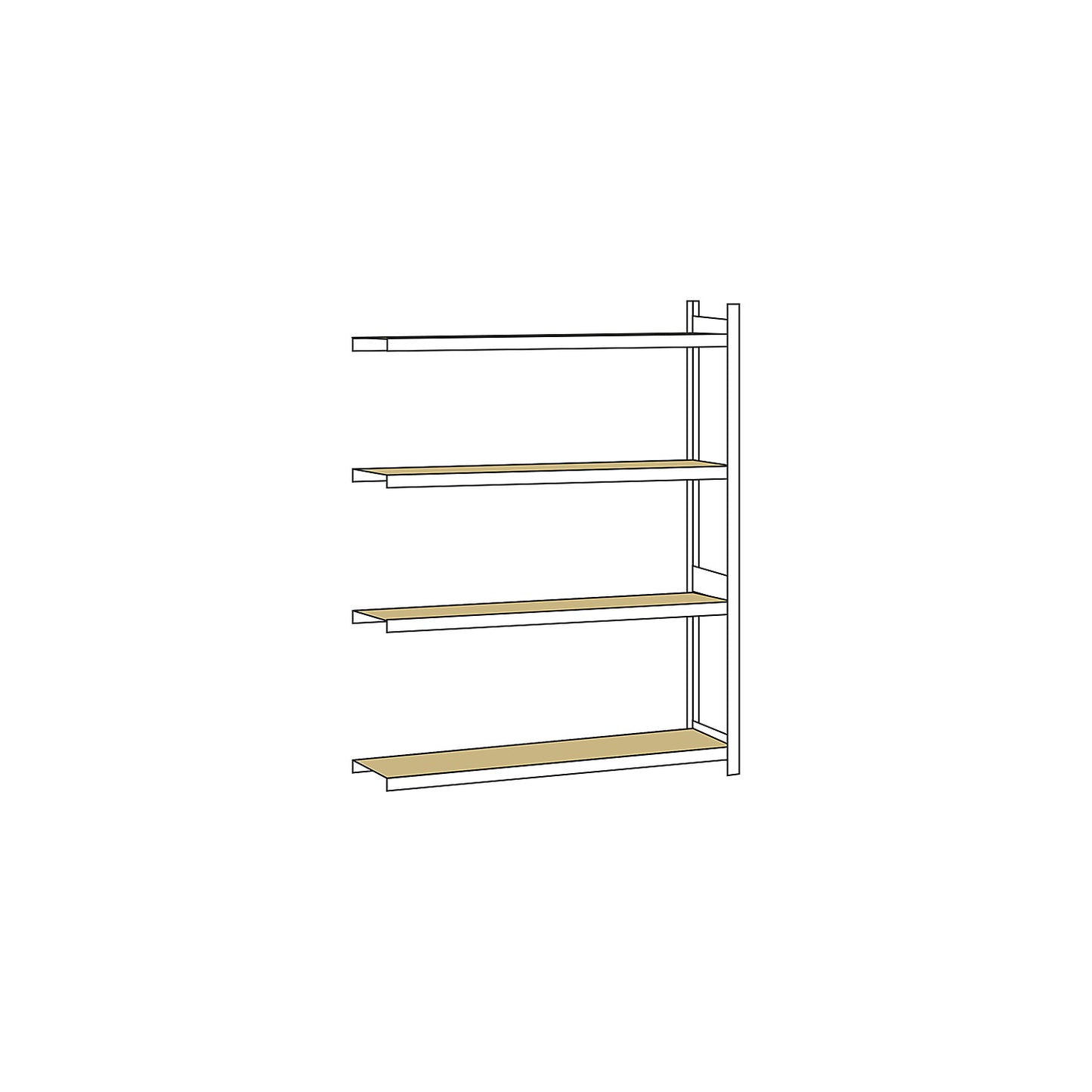 Wide span shelving unit, plug-in, HxWxD 2500 x 2000 x 400 mm, chipboard, extension shelf unit.