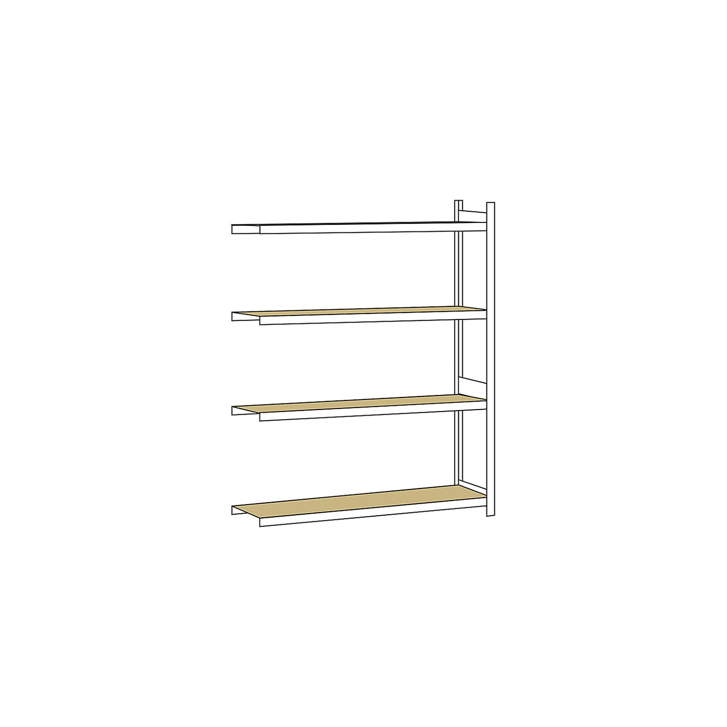 Wide span shelving unit, plug-in, HxWxD 2500 x 2000 x 500 mm, chipboard panels, extension shelf unit.