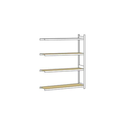 Wide span shelving unit, plug-in, HxWxD 2500 x 2000 x 500 mm, chipboard panels, extension shelf unit.