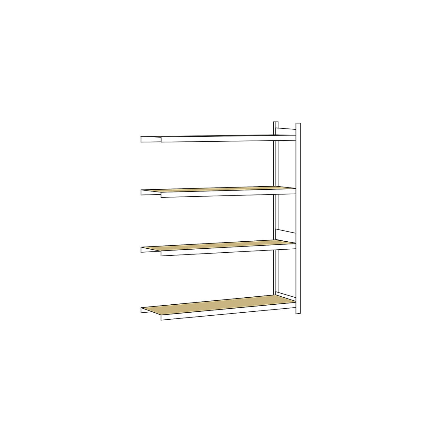 Wide span shelving unit, plug-in, HxWxD 2500 x 2000 x 600 mm, chipboard panels, extension shelf unit.