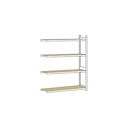Wide span shelving unit, plug-in, HxWxD 2500 x 2000 x 600 mm, chipboard panels, extension shelf unit.