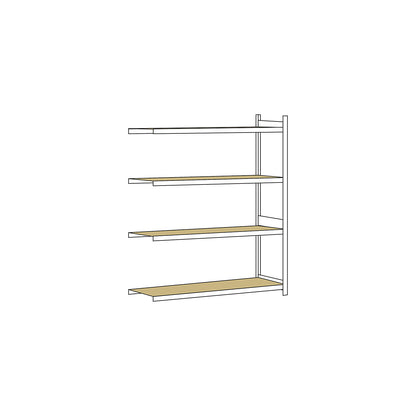 Wide span shelving unit, plug-in, HxWxD 2500 x 2000 x 800 mm, chipboard panels, extension shelf unit.